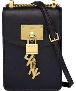 DKNY Elissa Pebble Leather Charm Chain Strap Crossbody