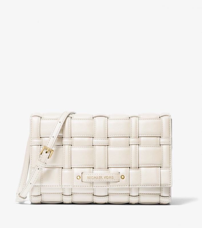 MK Ivy Large Woven Crossbody Bag Cream elegance21 Kuwait