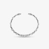 Precious Metal-Plated Sterling Silver Pavé Open Hinge Bangle